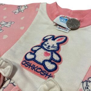 Vintage Oshkosh B’Gosh Pink Bunny Rabbit Romper 6 - 9 Mos Dress Sleeper USA Made